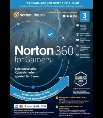 Buy Norton 360 for Gamers 1 Year 3 Dev EU Software CD Key and Compare Prices