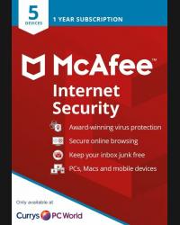 Buy McAfee Internet Security - 1 Year - 5 Devices CD Key and Compare Prices