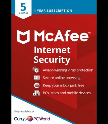 Buy McAfee Internet Security - 1 Year - 5 Devices CD Key and Compare Prices