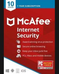 Buy McAfee Internet Security 2019 - 1 Year - 10 Devices CD Key and Compare Prices