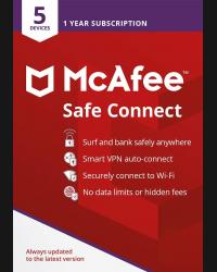Buy McAfee Safe Connect VPN 5 Devices 1 Year McAfee CD Key and Compare Prices