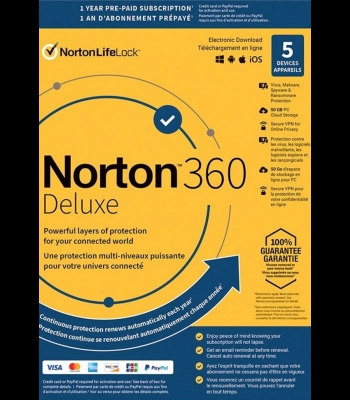 Buy Norton 360 Deluxe 50GB - 5 Devices 1 Year - Norton Key CD Key and Compare Prices 