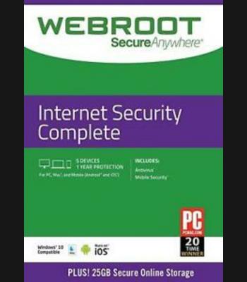 Buy Webroot SecureAnywhere Internet Security COMPLETE 5 Devices 1 Year Key CD Key and Compare Prices
